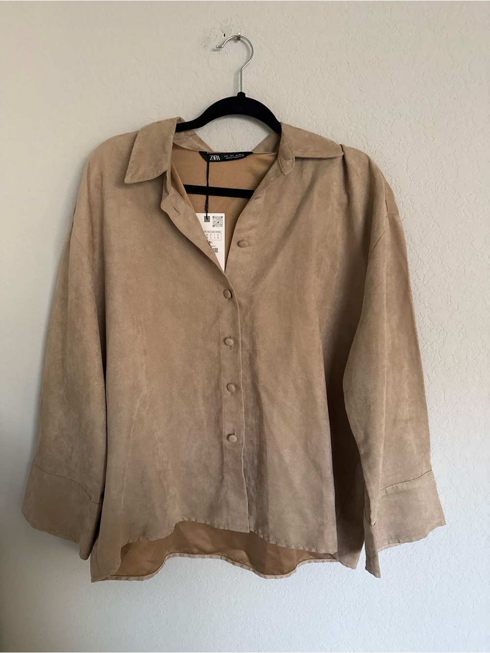 Zara Taupe Suede Button-Up Jacket